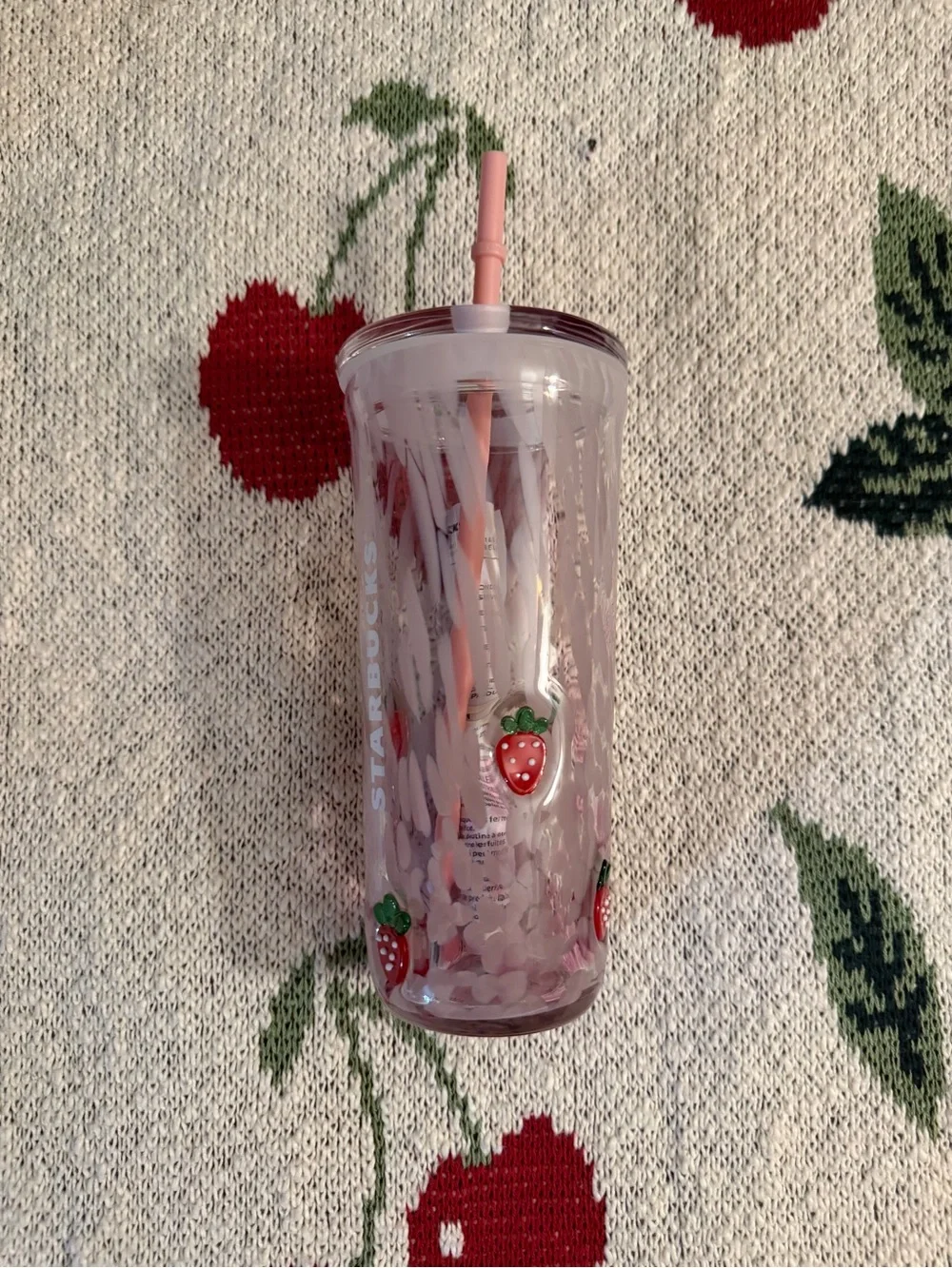 Starbucks Pink Strawberry Accent Reusable Tumbler with Straw